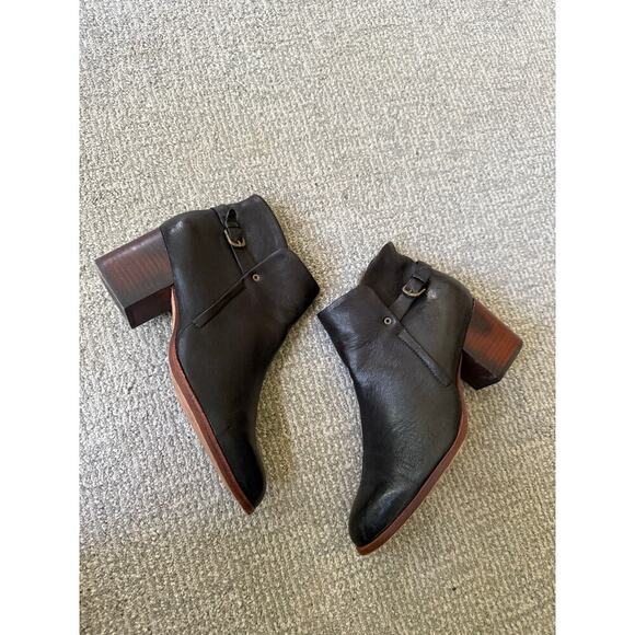 Isola black leather heeled bootie boots womens 9.5 - Picture 1 of 8
